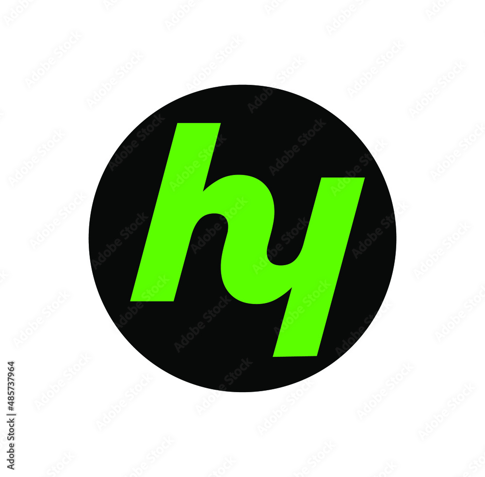 HY brand name initial letters monogram. Green HY company round icon.
