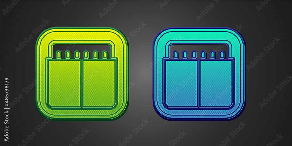 Green and blue Sport mechanical scoreboard and result display icon isolated on black background. Vector Green and blue Sport mechanical scoreboard and result display icon isolated on black background. Vector
