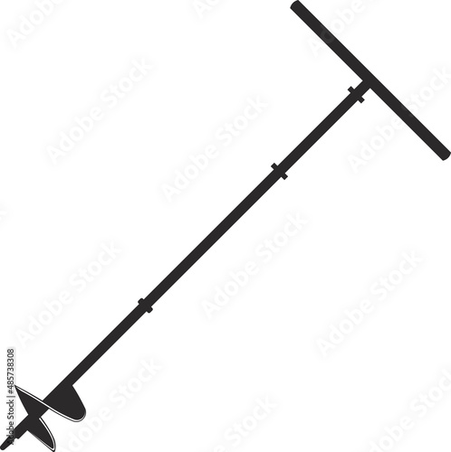 Manual drill for soil. Agricultural tools. Black flat symbol.