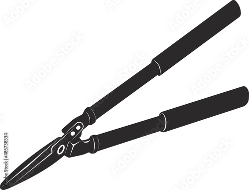 Brush cutter for pruning trees, shrubs. Isolated image.