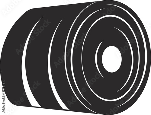 A roll of hay. Black flat symbol. Isolated image.