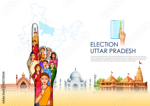 Different people showing voting finger for Uttar Pradesh Legislative Assembly election