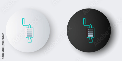 Line Car muffler icon isolated on grey background. Exhaust pipe. Colorful outline concept. Vector