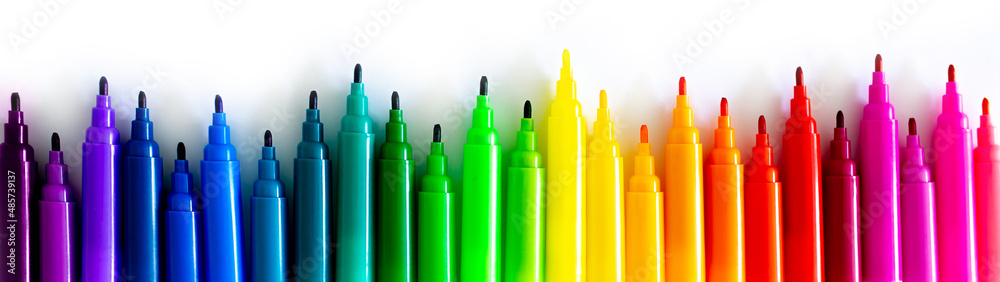 Three Colored Markers On A White Background Light From Felttip Pens Isolate  On White Background 3d Render Of The Marker Model Stock Photo - Download  Image Now - iStock