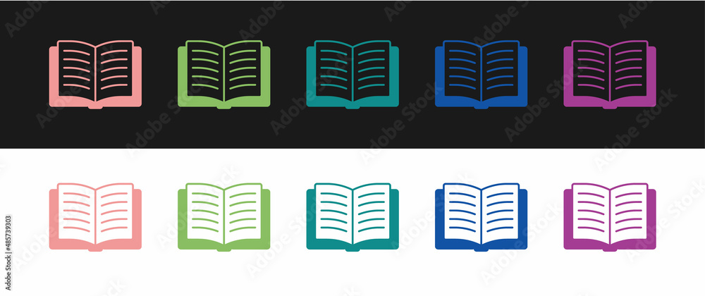 Set Open book icon isolated on black and white background. Vector