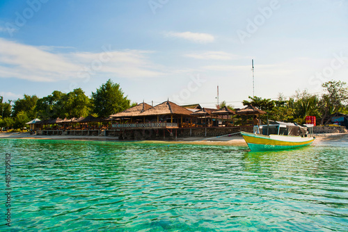 Beach hut accommodation, Gili Meno Island, Gili Islands, Indonesia, Asia, Asia