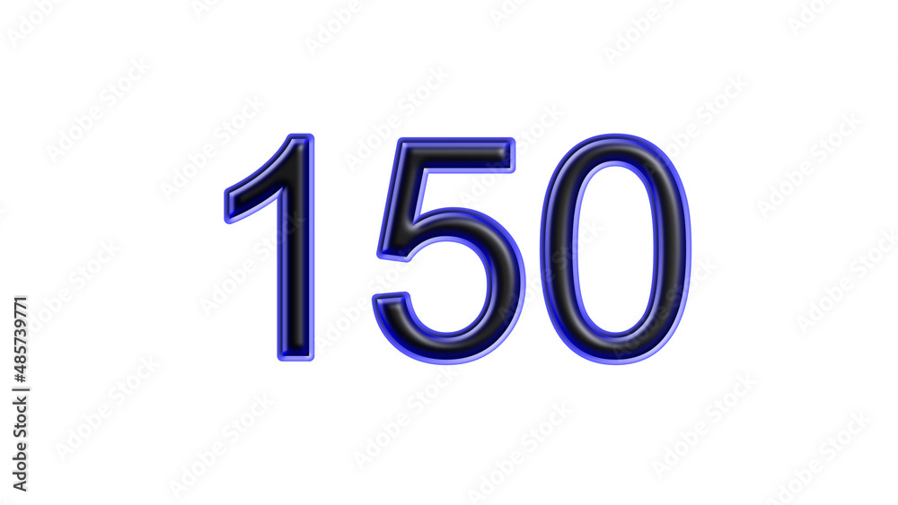 blue 150 number 3d effect white background blue 150 number 3d effect white background