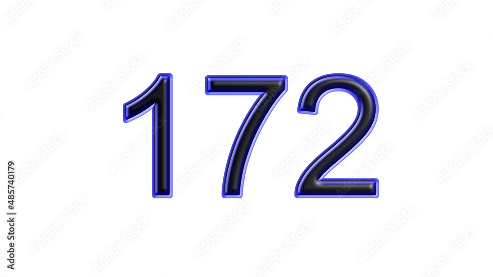 blue 172 number 3d effect white background blue 172 number 3d effect white background