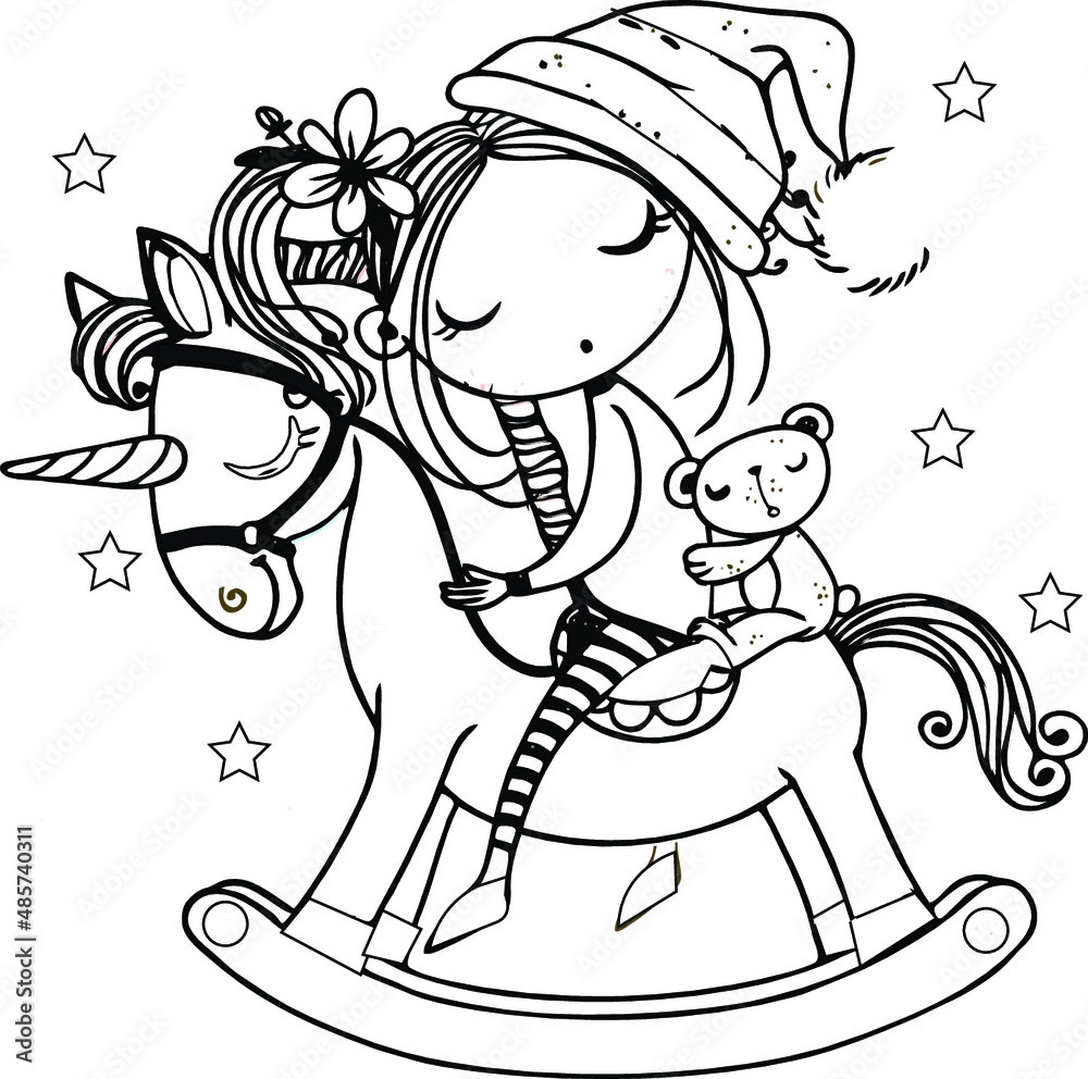 Chibi Girls Coloring Page For Kids | vector illustation