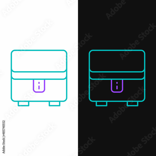 Line Jewelry box icon isolated on white and black background. Casket with jewelry. Colorful outline concept. Vector