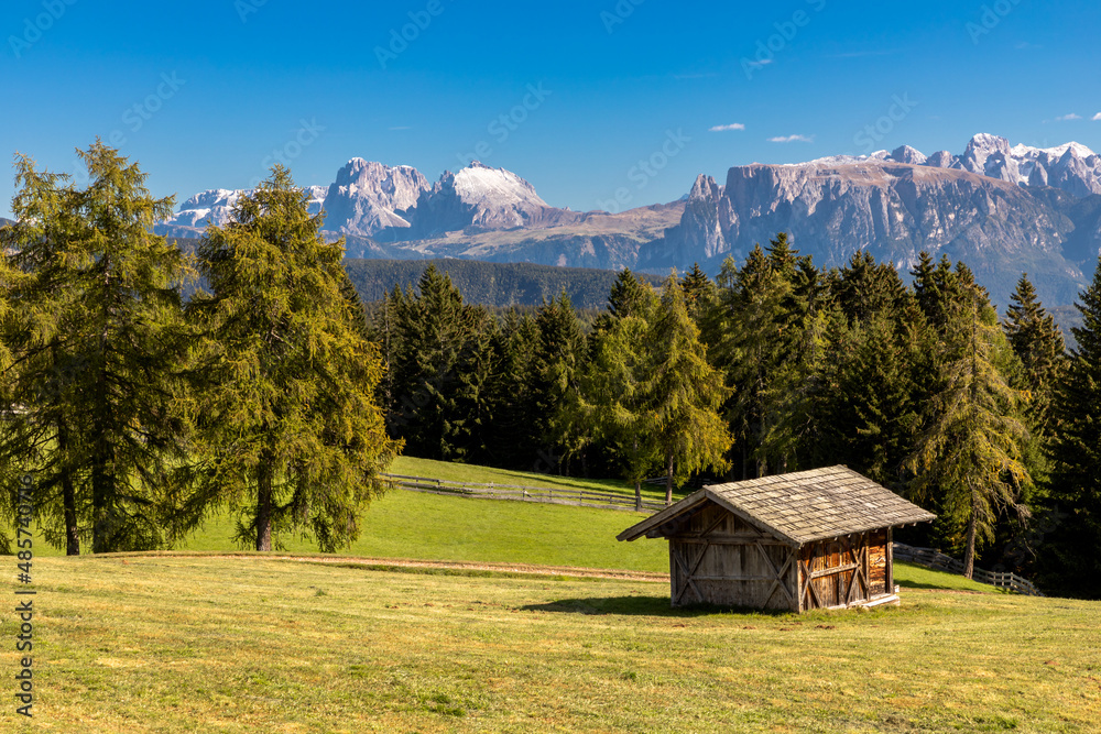 Blick vom Möltner Joch zur Seiser Alm, Südtirol