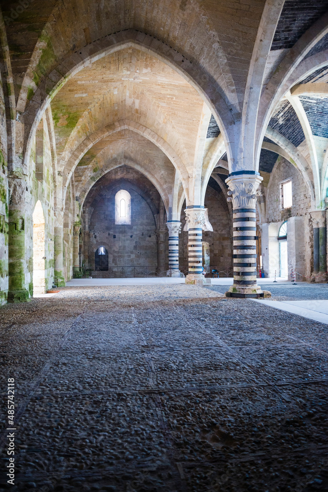 Interior of Ortigia Castle (Castello Maniace, Castle Maniace), Ortigia (Ortygia), Syracuse (Siracusa), UNESCO World Heritage Site, Sicily, Italy, Europe