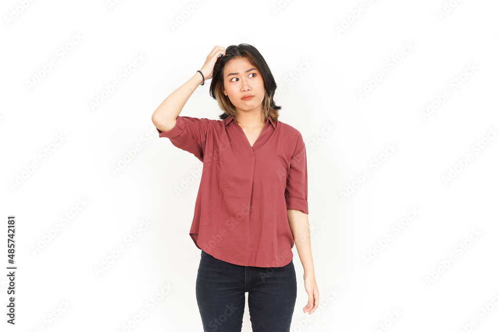 Confused and Think Gesture Of Beautiful Asian Woman Isolated On White Background Confused and Think Gesture Of Beautiful Asian Woman Isolated On White Background