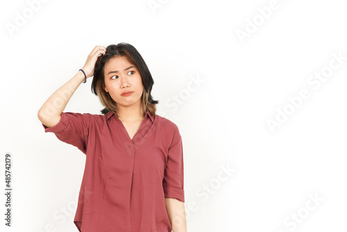 Canvas Print Confused and Think Gesture Of Beautiful Asian Woman Isolated On White Background
