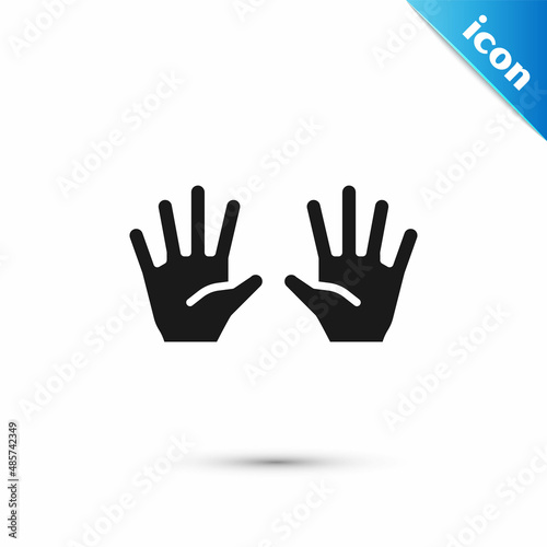Grey Medical rubber gloves icon isolated on white background. Protective rubber gloves. Vector © Oksana