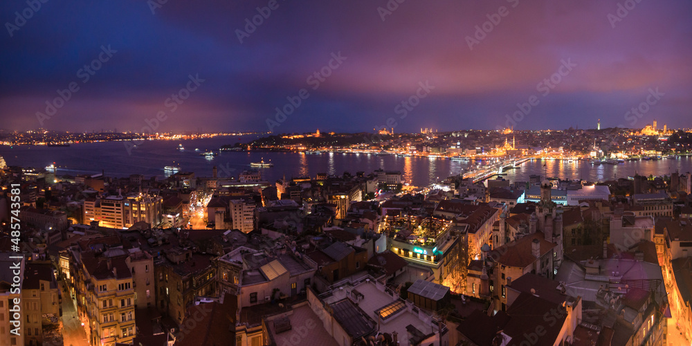 Istanbul at night, seen from Galata Tower, Turkey, Eastern Europe