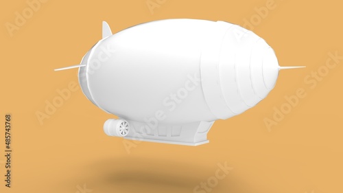 3D rendering of a floating zeppelin blimp flying balloon aircraft vehicle isolated on empty space background. photo