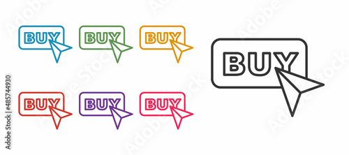 Set line Buy button icon isolated on white background. Set icons colorful. Vector