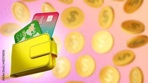 Wallet with credit cards. U...