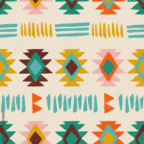 Bild auf Leinwand Traditional Native Americans Southwest, Navajo style, Aztec, Wild West seamless pattern