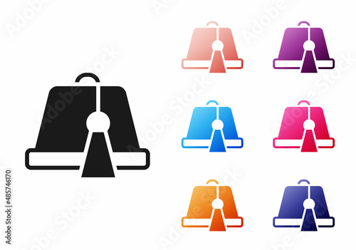 Black Turkish hat icon isolated on white background. Set icons colorful. Vector