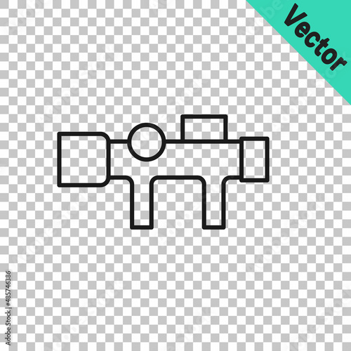 Black line Sniper optical sight icon isolated on transparent background. Sniper scope crosshairs. Vector