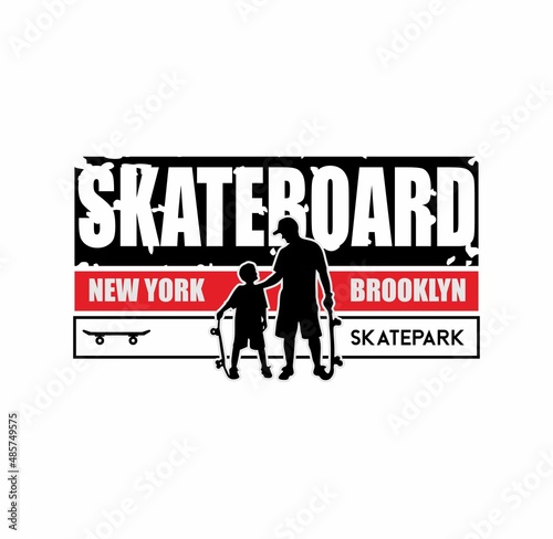 Vector illustration on the theme of skateboard and skateboarding in Brooklyn. Sport typography, t-shirt graphics, print, poster, banner, flyer, postcard,etc
