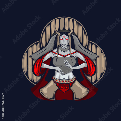 demon geisha woman illustration