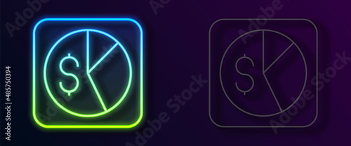 Glowing neon line Market analysis icon isolated on black background. Report text file icon. Accounting sign. Audit  analysis  planning. Vector
