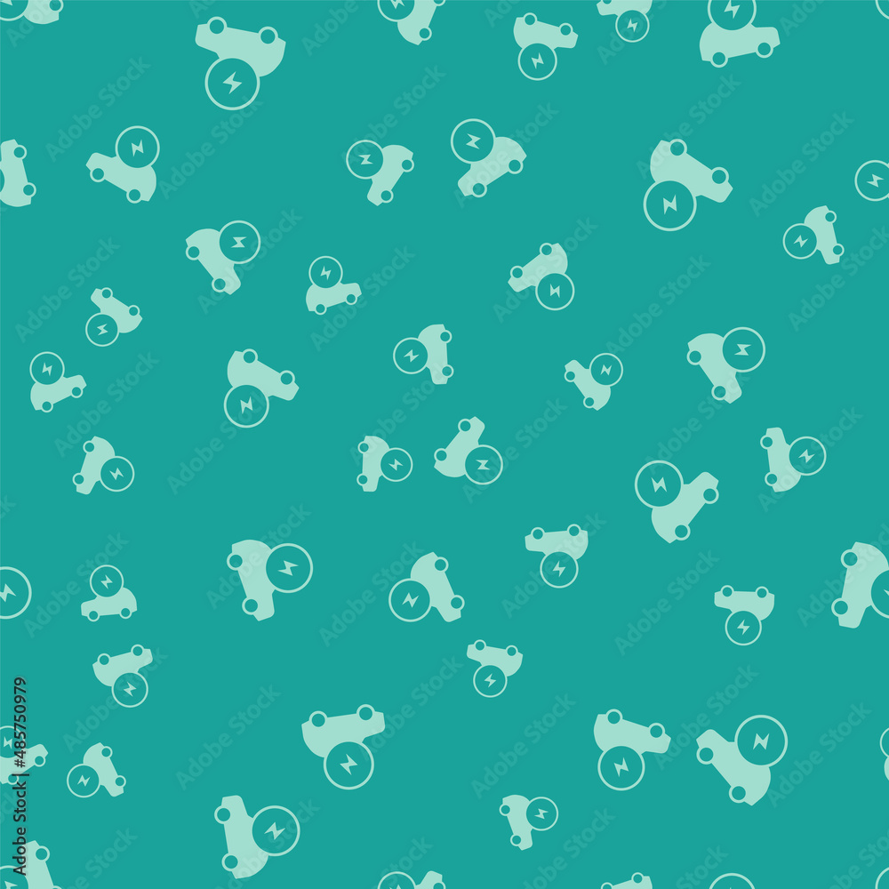 Green Electric car and electrical cable plug charging icon isolated seamless pattern on green background. Renewable eco technologies. Vector Green Electric car and electrical cable plug charging icon isolated seamless pattern on green background. Renewable eco technologies. Vector