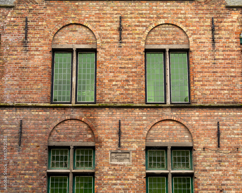 Architectural details of Godshuis St. Margaretha museum  building, Damme, Belgium