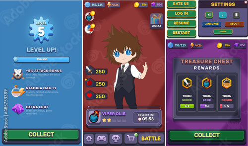 Action Game Ui Kit Menus, pop up, screens and Game elements 