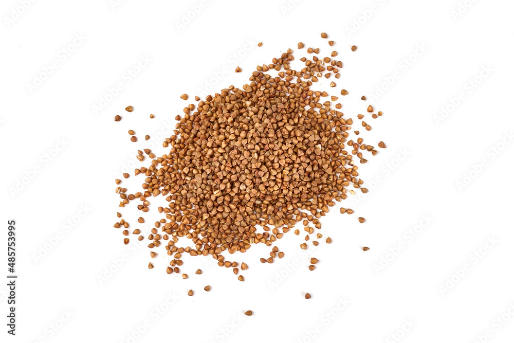 Buckwheat grains in a sack, isolated on white background. Buckwheat grains in a sack, isolated on white background.