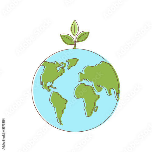 Planet Earth with green sprout