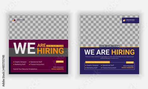 WE ARE HIRING SOCIAL MEDIA POST DESIGN.