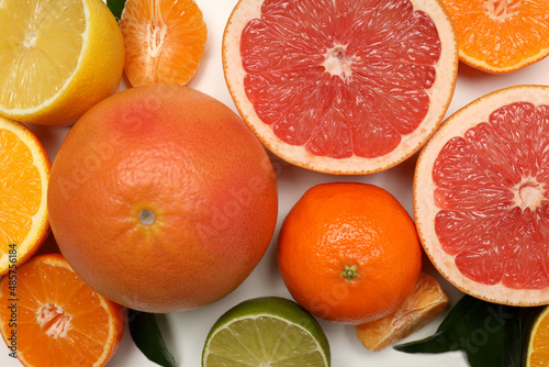 Fototapeta Naklejka Na Ścianę i Meble -  Citrus fruits, close up and top view