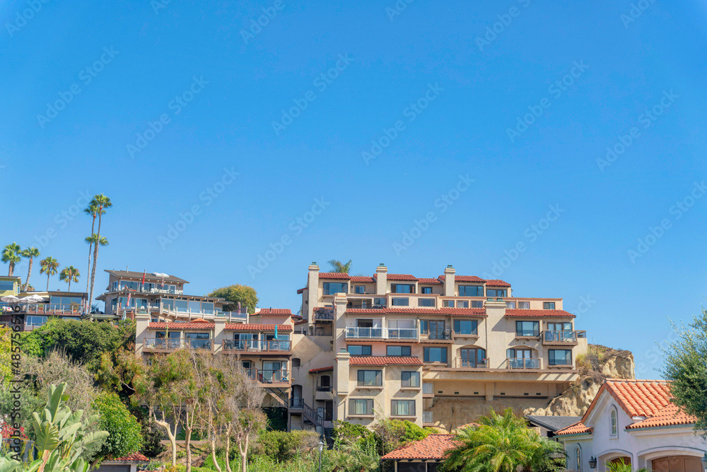 Residential buildings on top of a rocky mountain at San Clemente, California