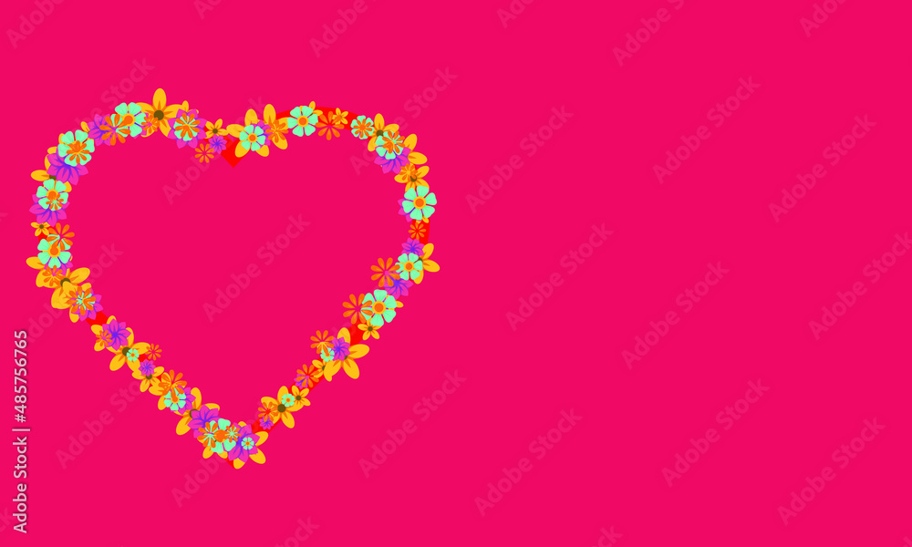 heart with flower or heart flower frame or love abstract vector logo template