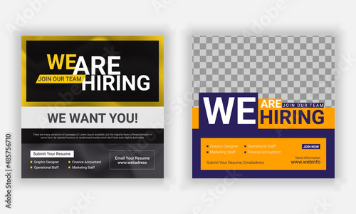 WE ARE HIRING SOCIAL MEDIA POST DESIGN.