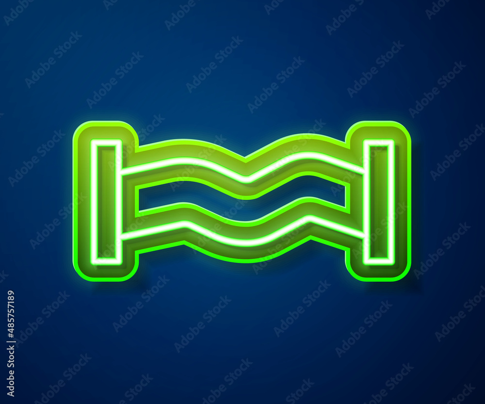 Glowing neon line Industry metallic pipe icon isolated on blue background. Plumbing pipeline parts of different shapes. Vector Glowing neon line Industry metallic pipe icon isolated on blue background. Plumbing pipeline parts of different shapes. Vector