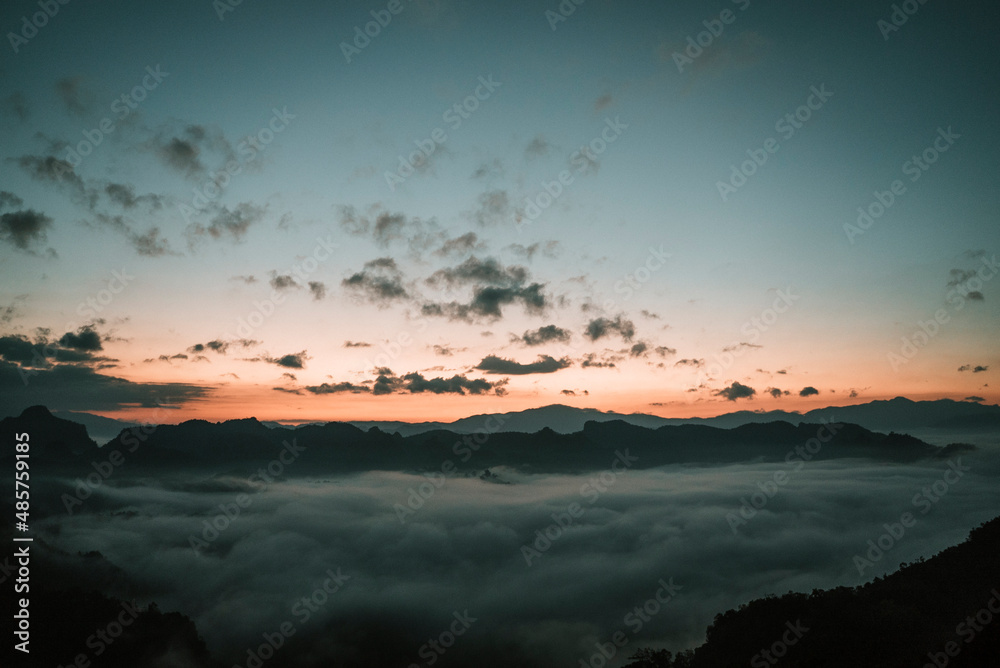 Beautiful view of the sea of fog in the morning
