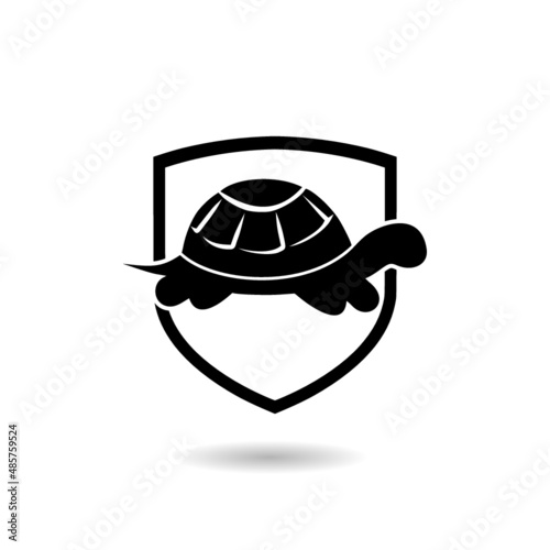 Turtle silhouette icon with shadow