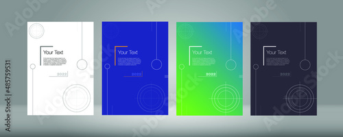A set of covers for a presentation with a target. with an indication of the date. brief information marketing strategy
