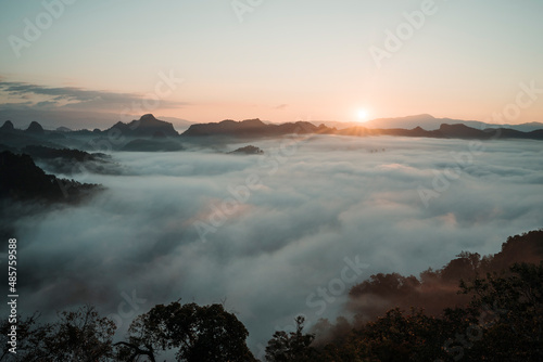 Obraz na plátně Beautiful view of the sea of fog in the morning