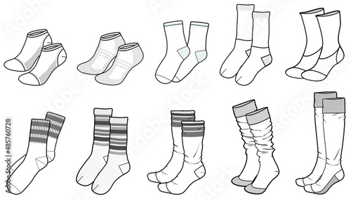 flat sketch set of unisex socks vector illustration photo
