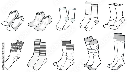 flat sketch set of unisex socks vector illustration