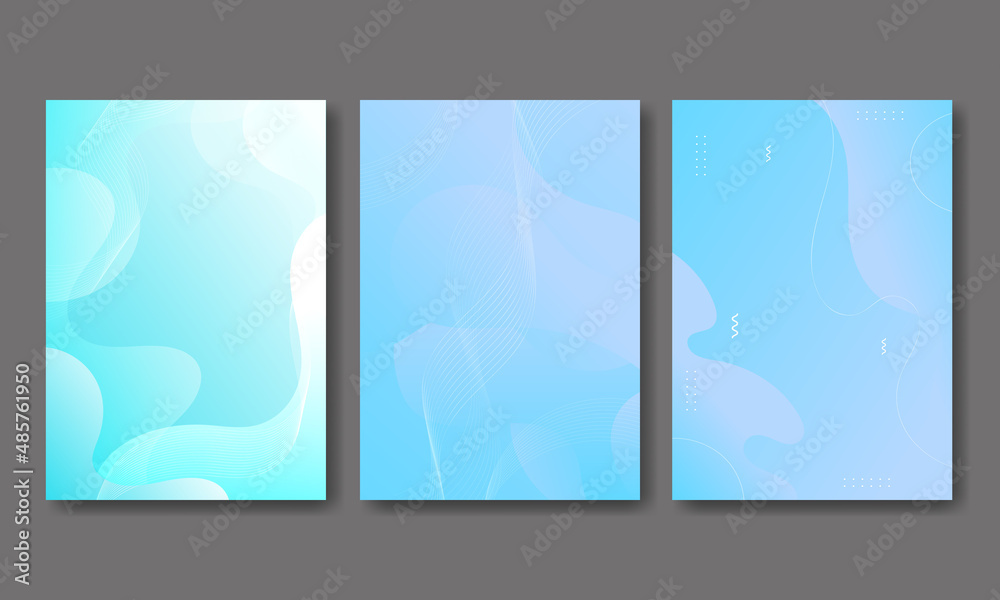 Set Design Cover Template with Colorful liquid effect. Modern background design. gradient color. Dynamic Waves. Fluid shapes composition. Fit for website, banners, wallpapers, brochure, posters