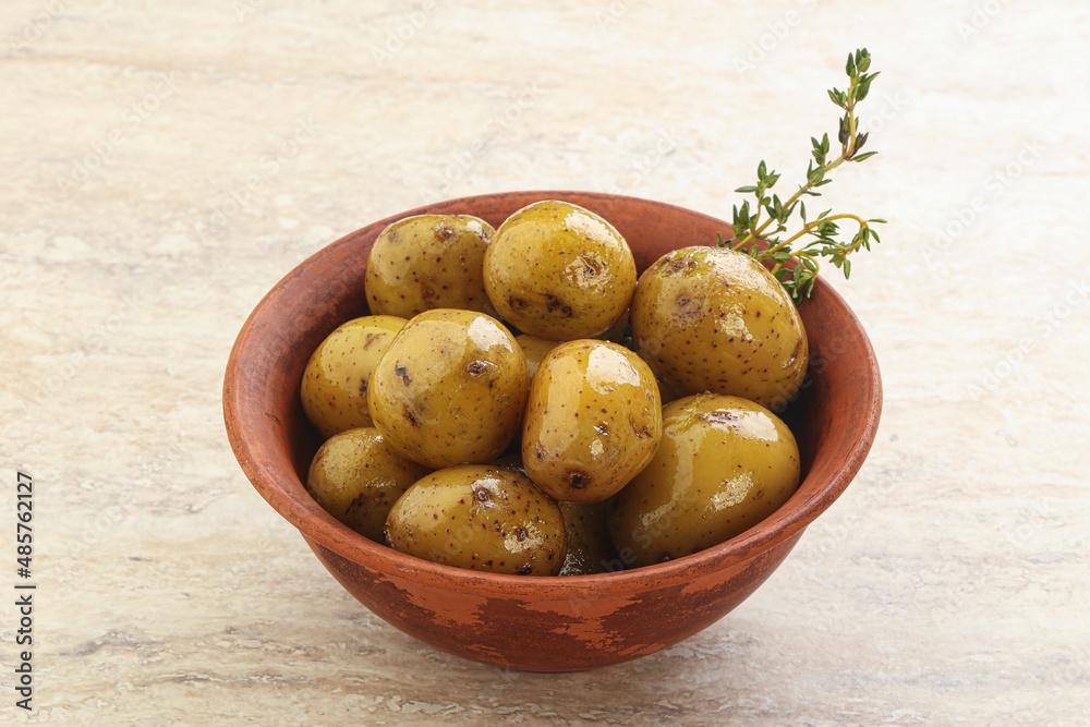 Boiled baby potato in the bowl Boiled baby potato in the bowl