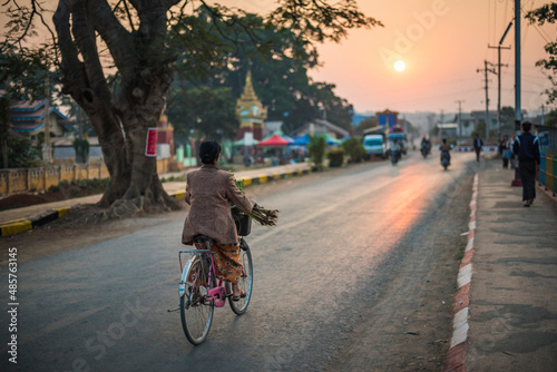 Street scene, Pindaya, Shan State, Myanmar (Burma)
