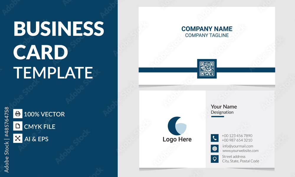 Simple shape business card design template with front and backside Simple shape business card design template with front and backside